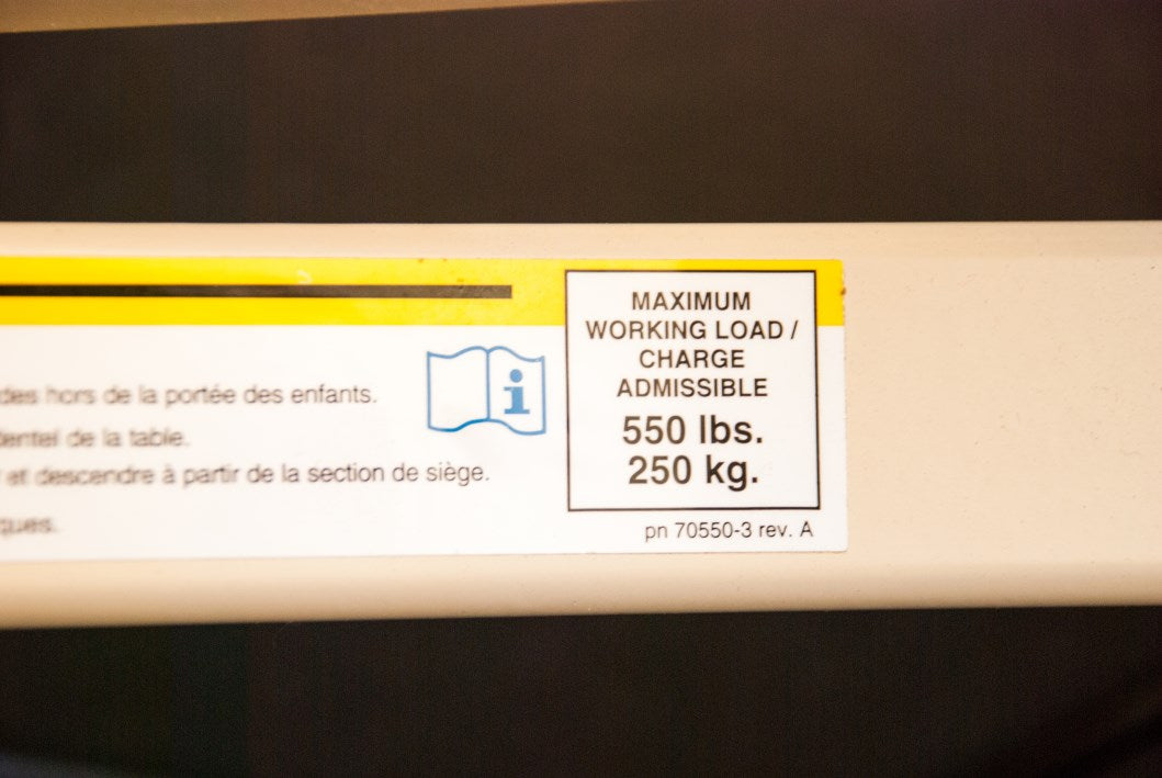 Safety notifications - lifts up to 550 lb.
