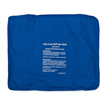 Hot/Cold Soft Gel Pack 14" x 17" for rapid pain relief, flexible strong cloth cover