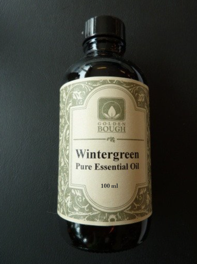 wintergreen essential oil in 100 ml brown glass bottle