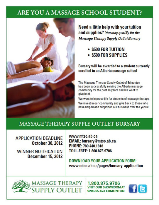 New! Bursary for an Alberta Massage School Student
