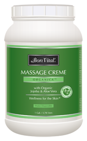 organica massage creme from Bon Vital, gallon size