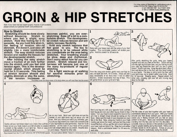 groin and hip stretches - instruction sheet from Activetics