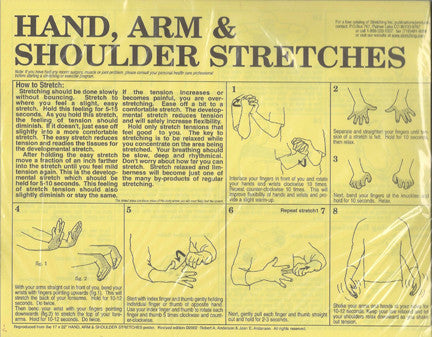 hand, arm and shoulder stretches - instruction sheet from Activetics