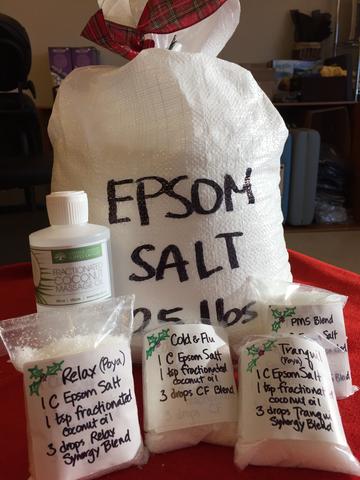 EPSOM SALT 25 LB with suggested essential oil blends