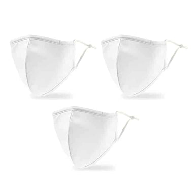 3 Pack: White Environmentally Friendly Reusable 3-ply Face Mask